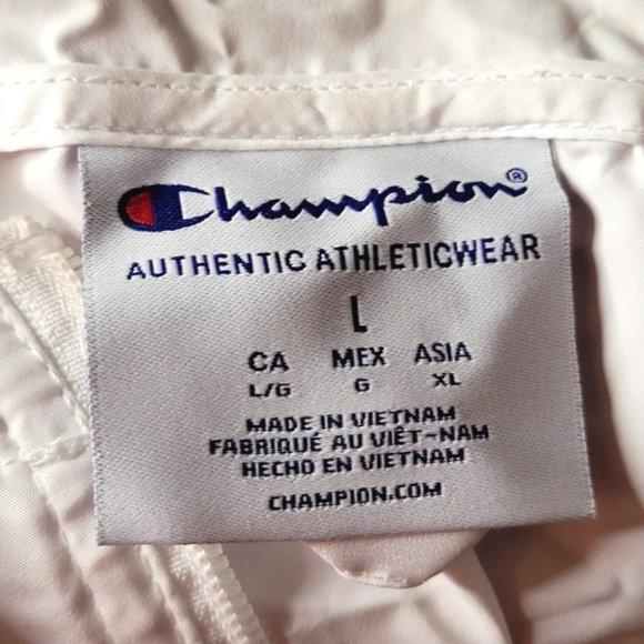 CHAMPION MENS PACKABLE HOODED JACKET Windbreaker White, Size L - Picture 8 of 9